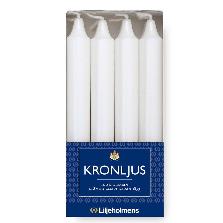 Liljeholmens  - Crown Taper Candles 8 Pcs White