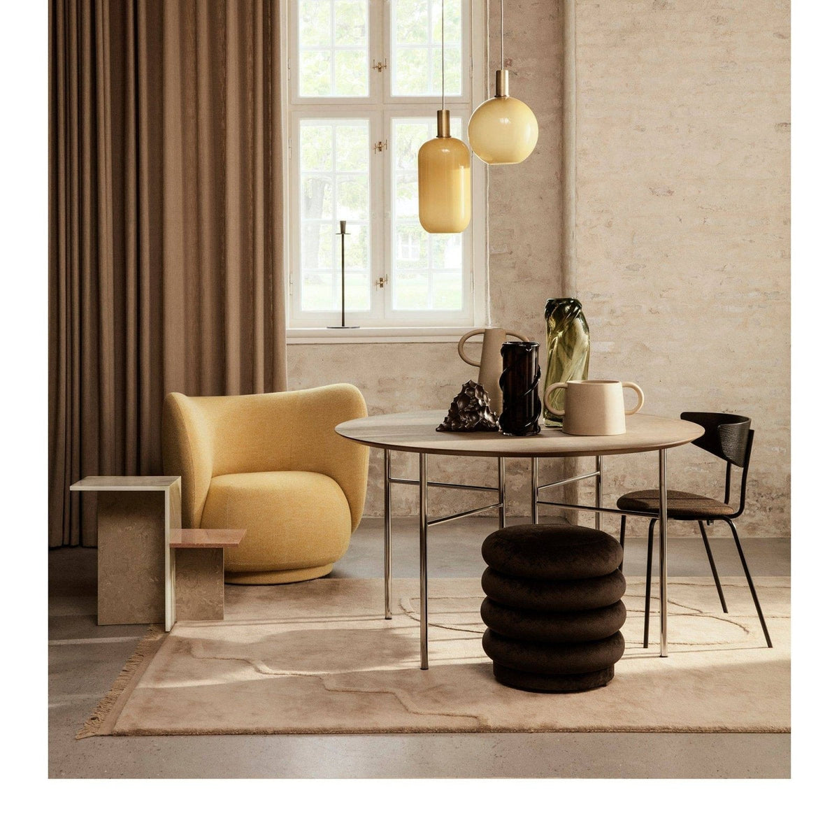 Ferm Living - Round pouf - faded velvet - Skandium London