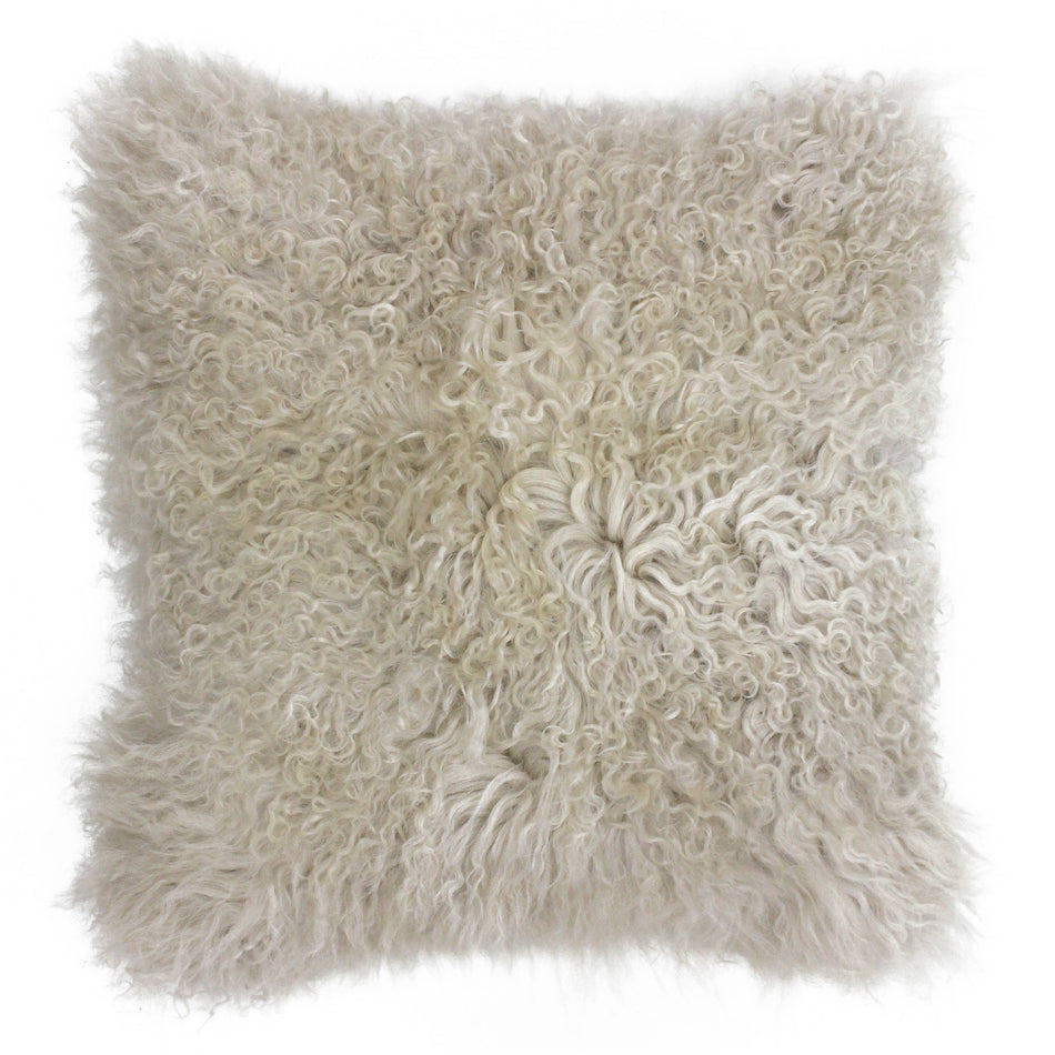 Mongolian Sheepskin Cushion Oatmeal