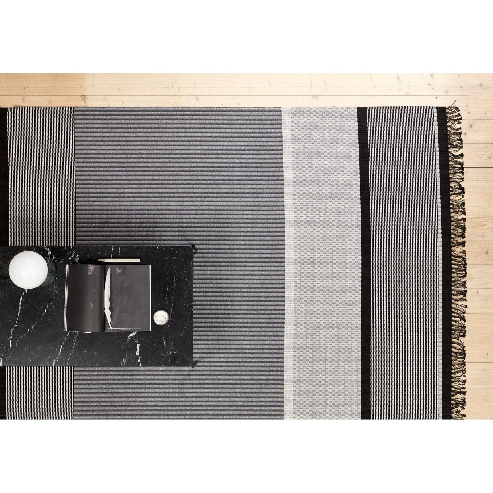 Woodnotes - San Francisco rug, dark blue/nutria, with fringes - Skandium London