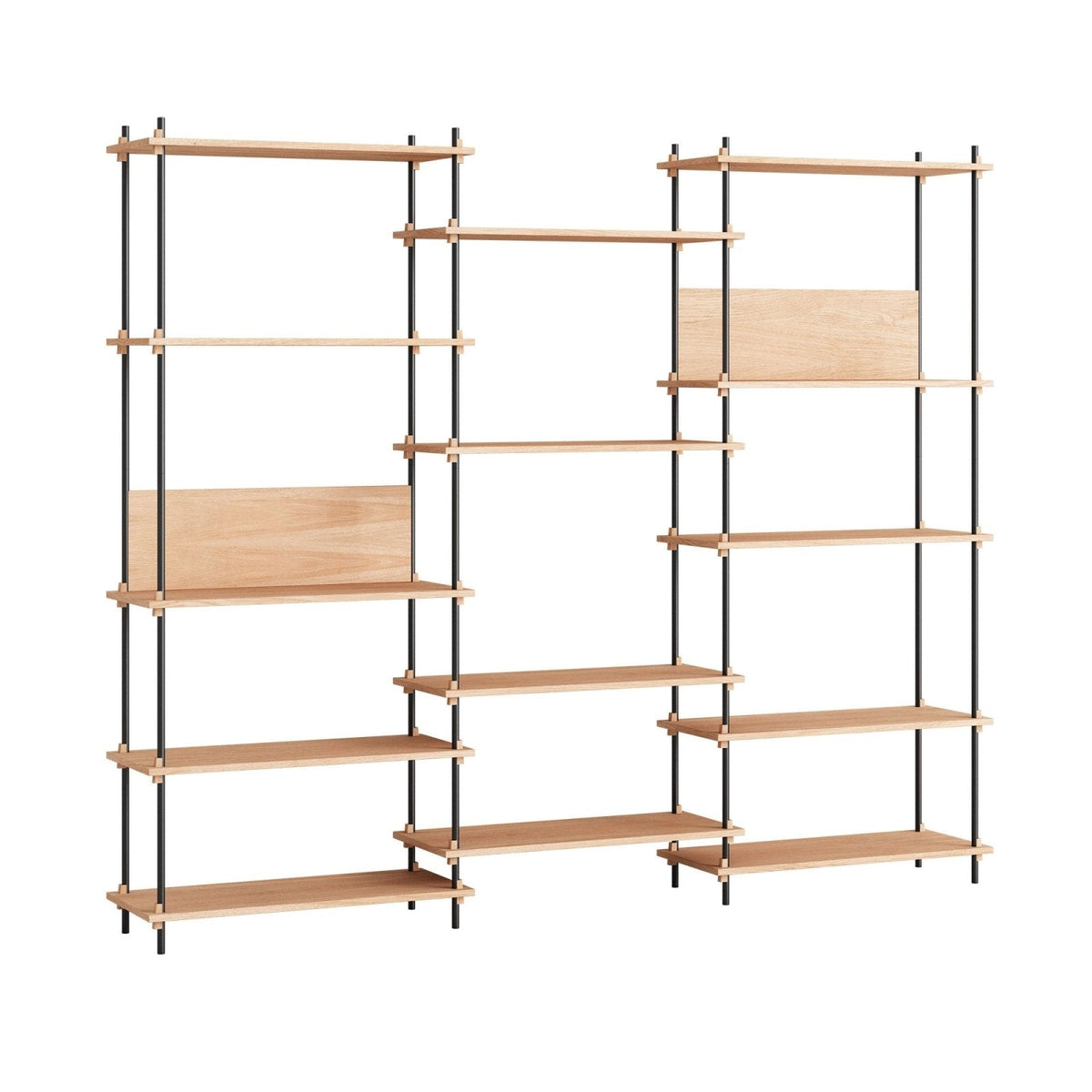 MOEBE - Shelving System – S.200.3.A - Oak/Black - Skandium London