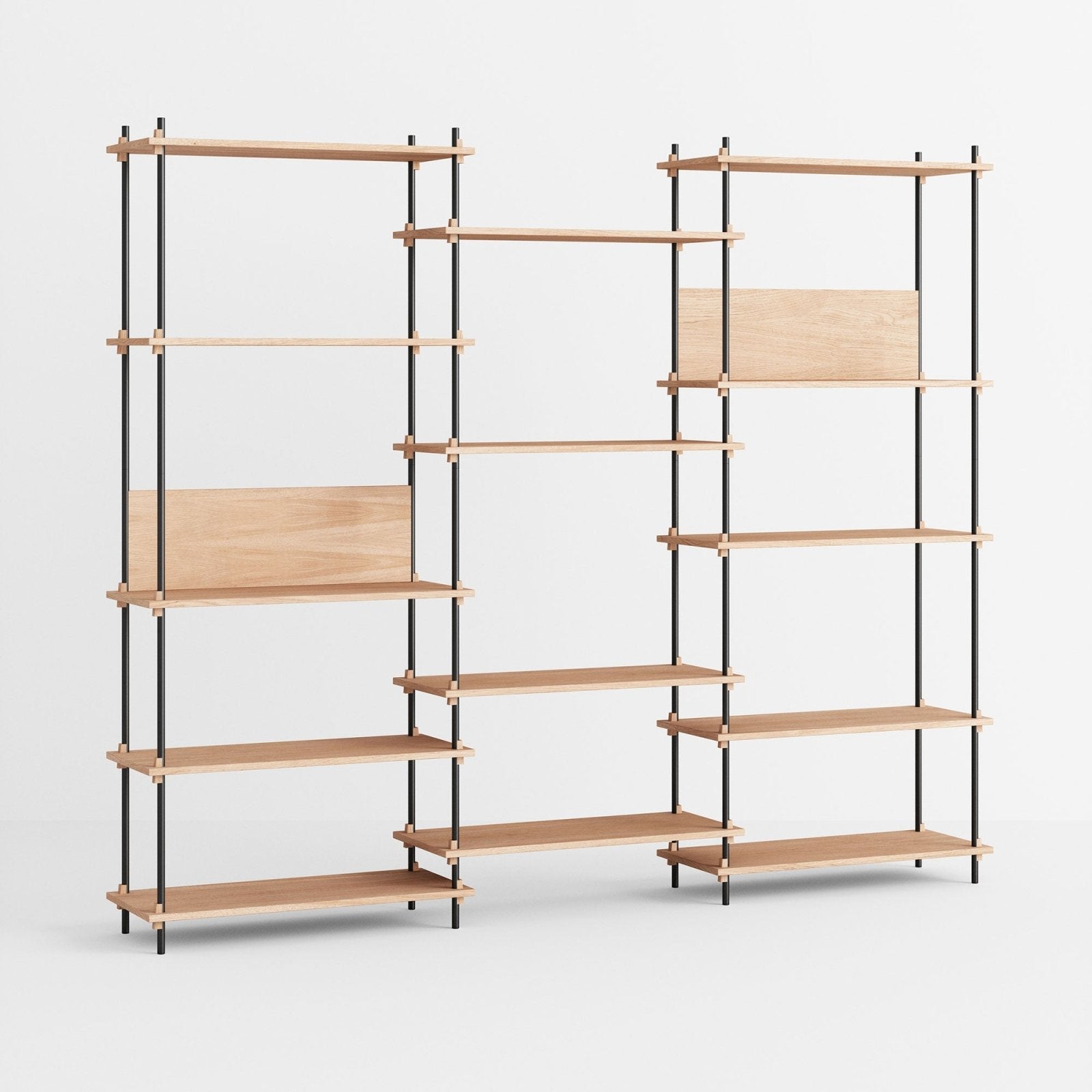 MOEBE - Shelving System – S.200.3.A - Oak/Black - Skandium London