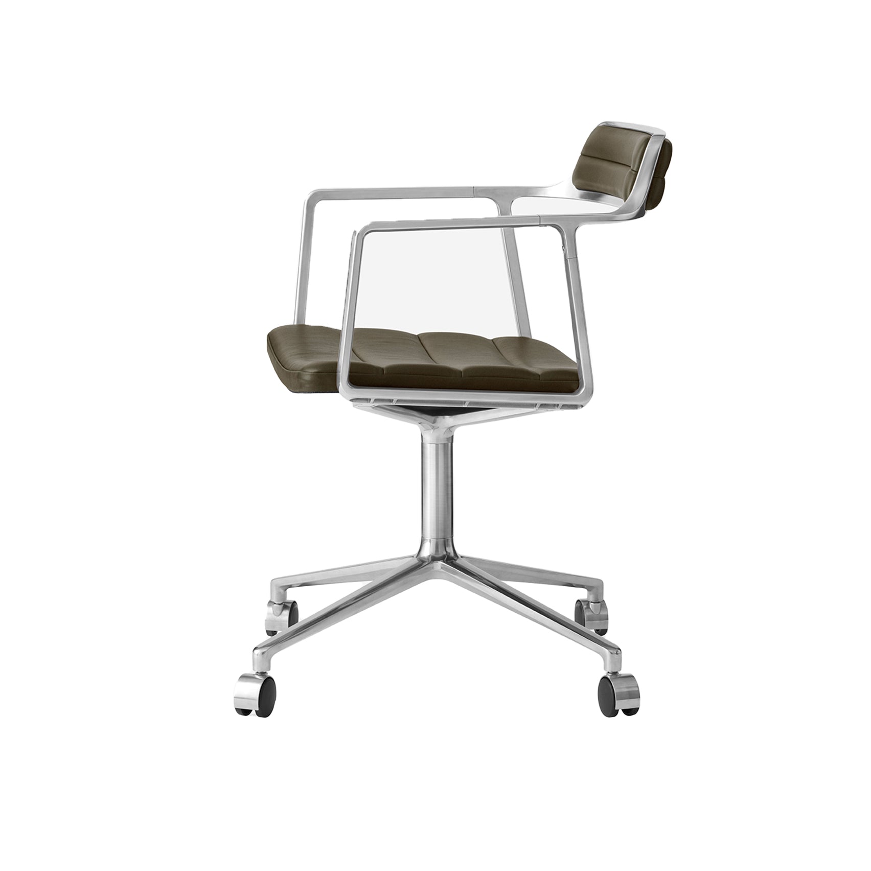 Vipp - VIPP452 - Swivel Chair - Bosco Green Leather - Castors - Skandium London