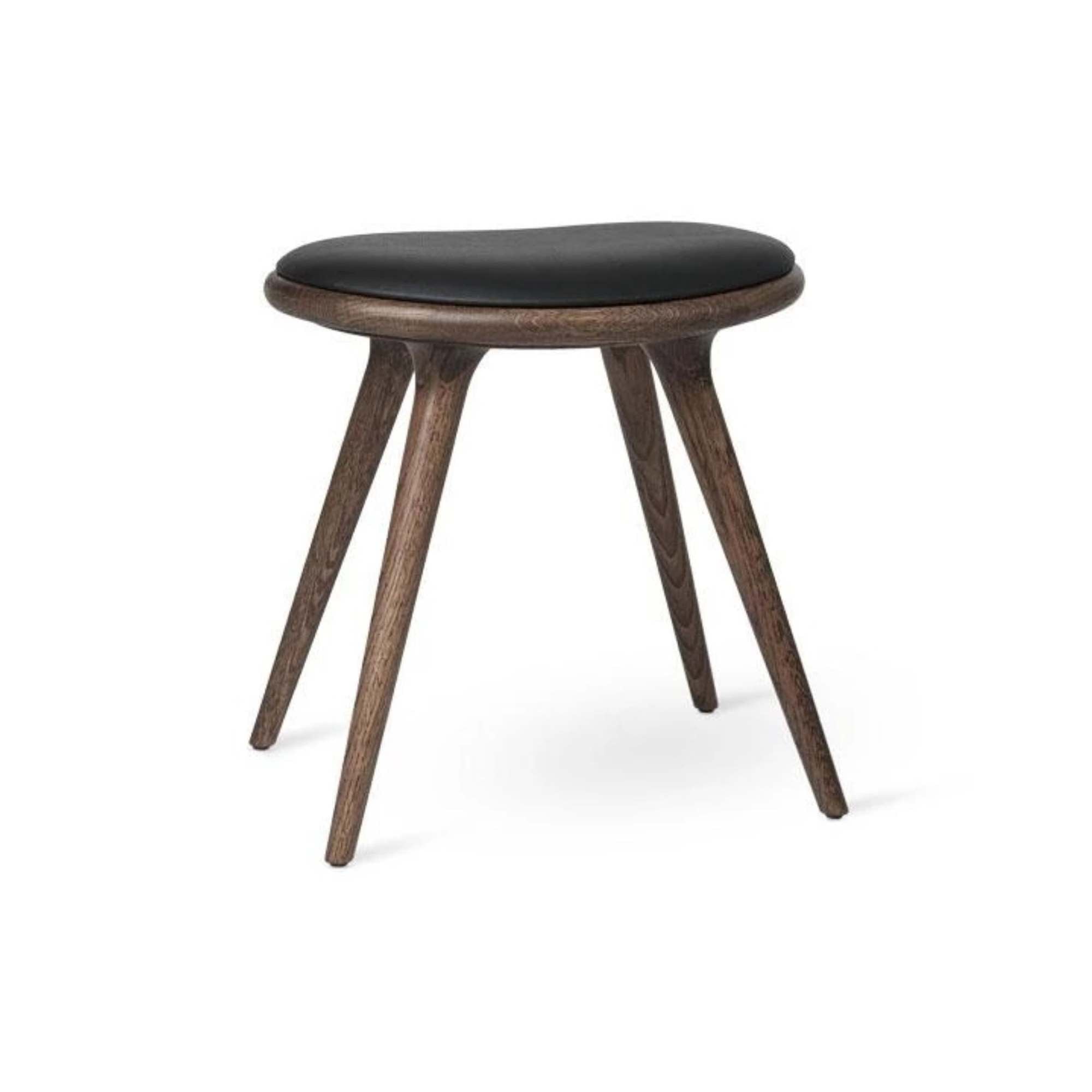 Low Stool With Black Leather Seat | Mater | Skandium London