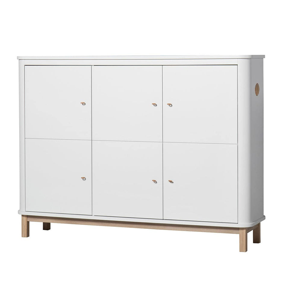 Oliver Furniture - Multi cupboard with 3 doors, white/oak - Skandium London