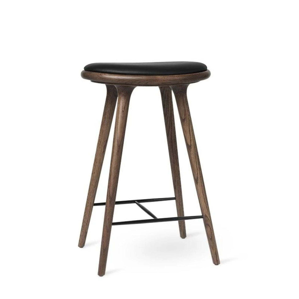 High Stool With Black Leather Seat | Mater | Skandium London