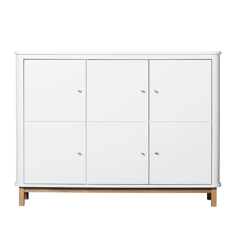 Oliver Furniture - Multi cupboard with 3 doors, white/oak - Skandium London