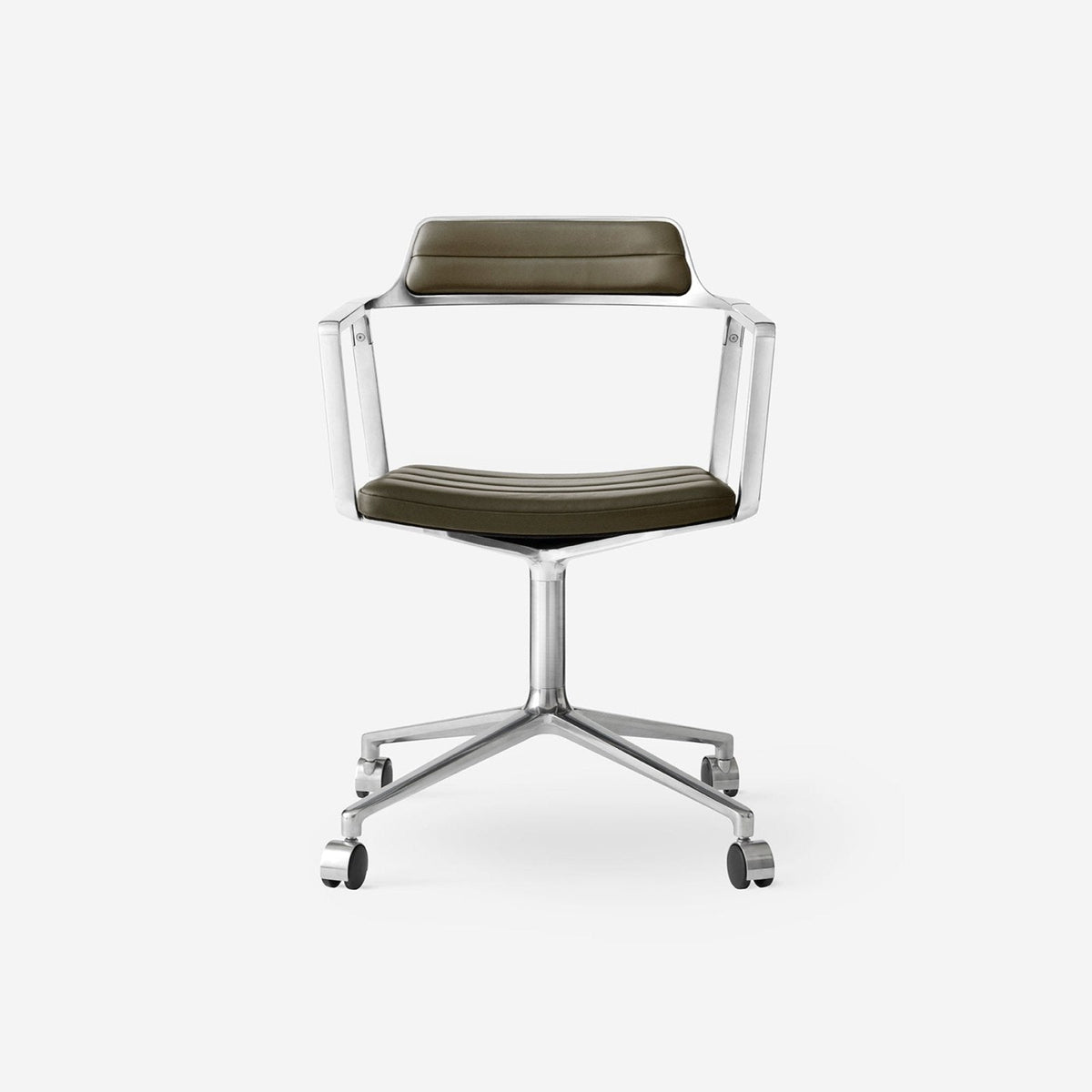 Vipp - VIPP452 - Swivel Chair - Bosco Green Leather - Castors - Skandium London