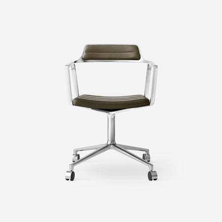 Vipp - VIPP452 - Swivel Chair - Bosco Green Leather - Castors - Skandium London