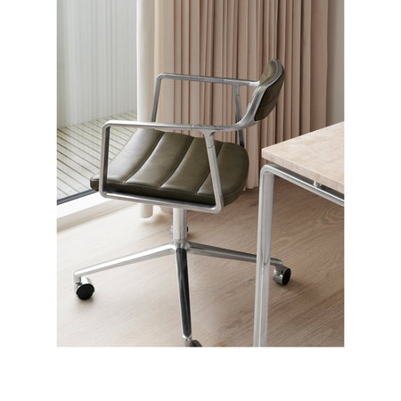 Vipp - VIPP452 - Swivel Chair - Bosco Green Leather - Castors - Skandium London