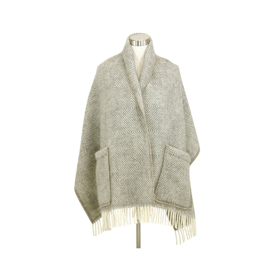 Maria wool pocket shawl - grey/white