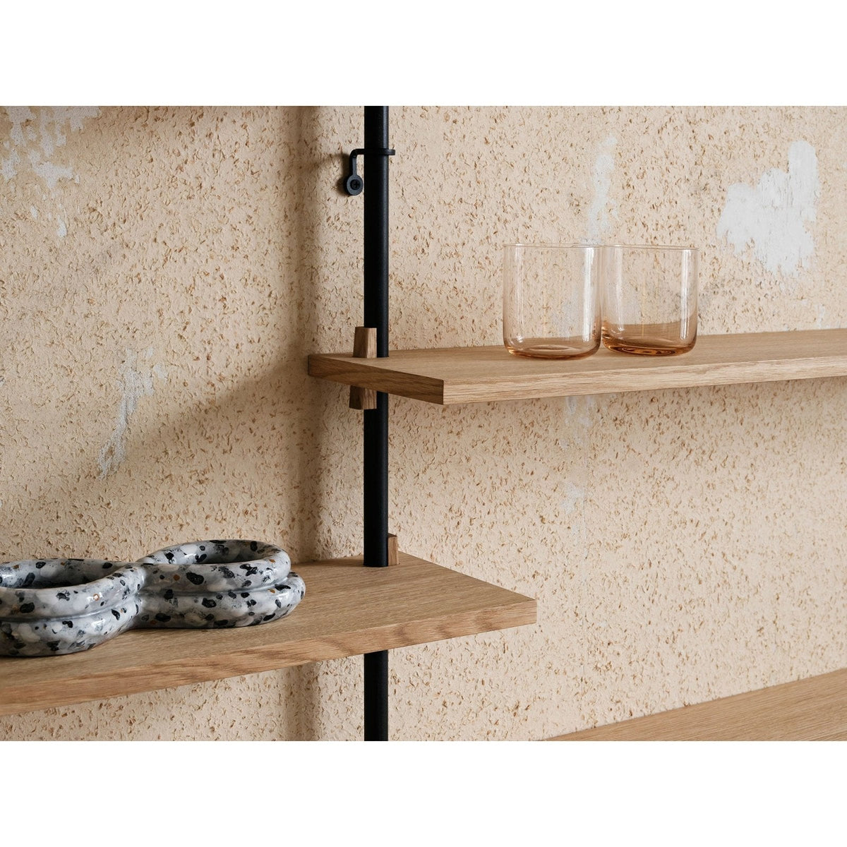 MOEBE - Wall Shelving - WS.65.2 - Oak/Black - Skandium London