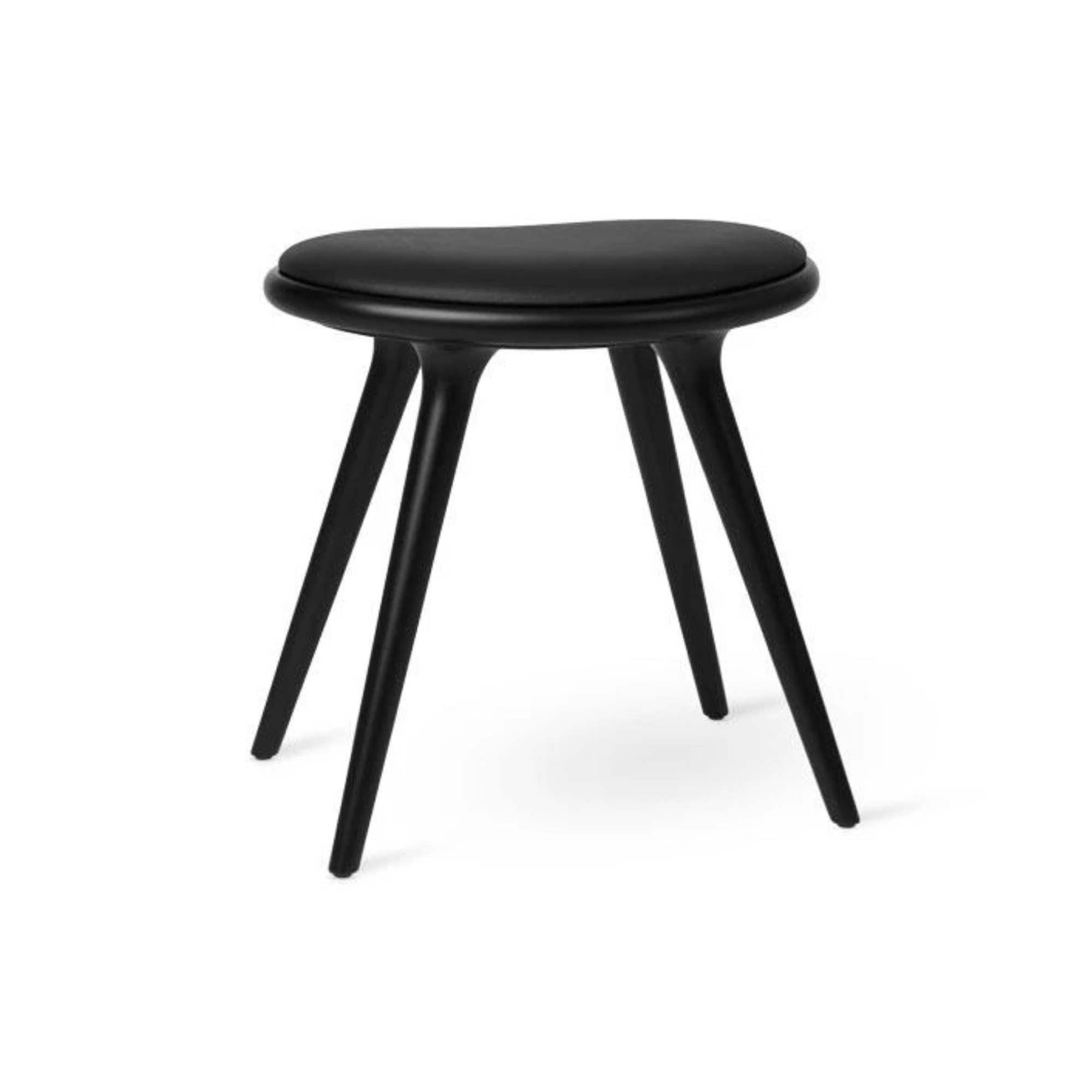 Low Stool With Black Leather Seat | Mater | Skandium London