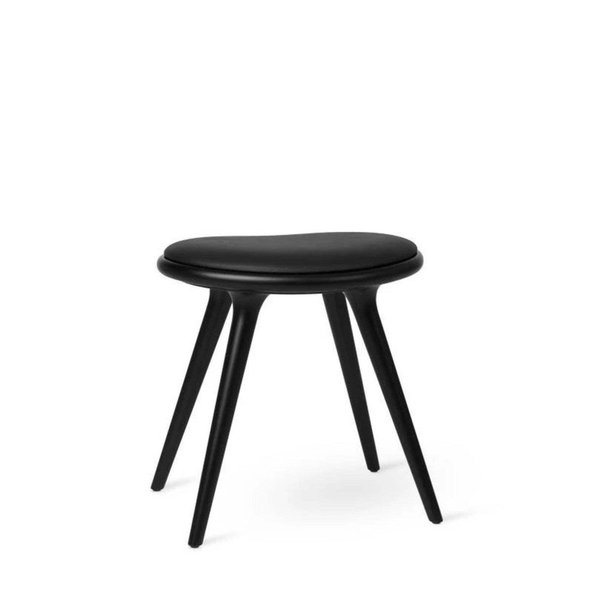 Low Stool With Black Leather Seat | Mater | Skandium London