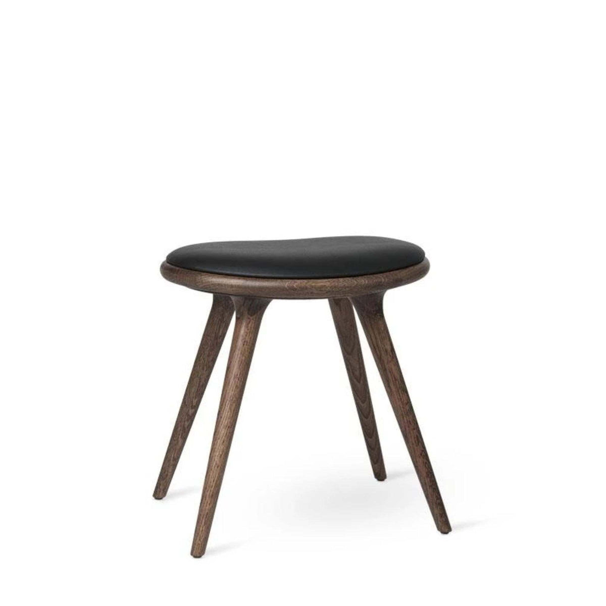 Low Stool With Black Leather Seat | Mater | Skandium London