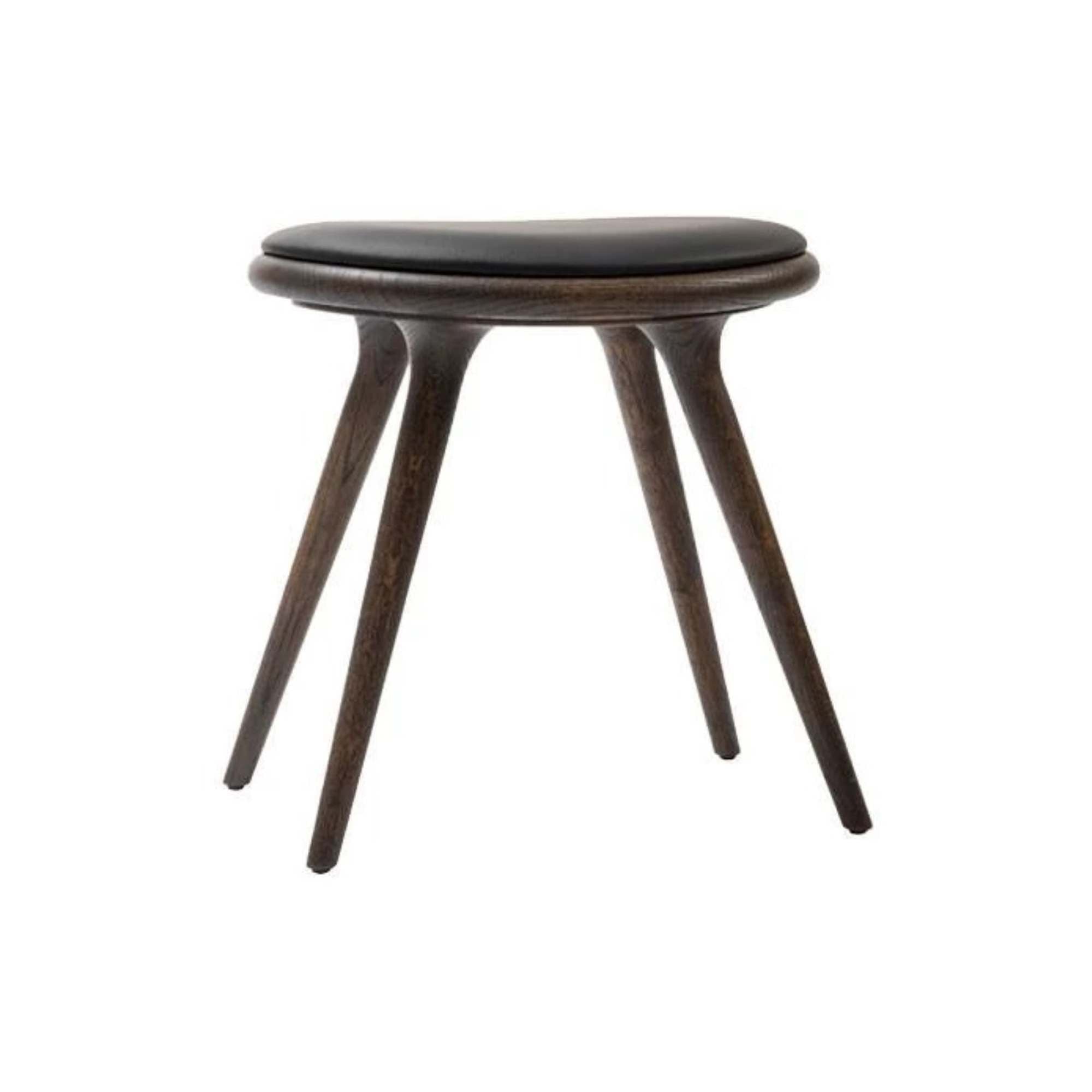 Low Stool With Black Leather Seat | Mater | Skandium London