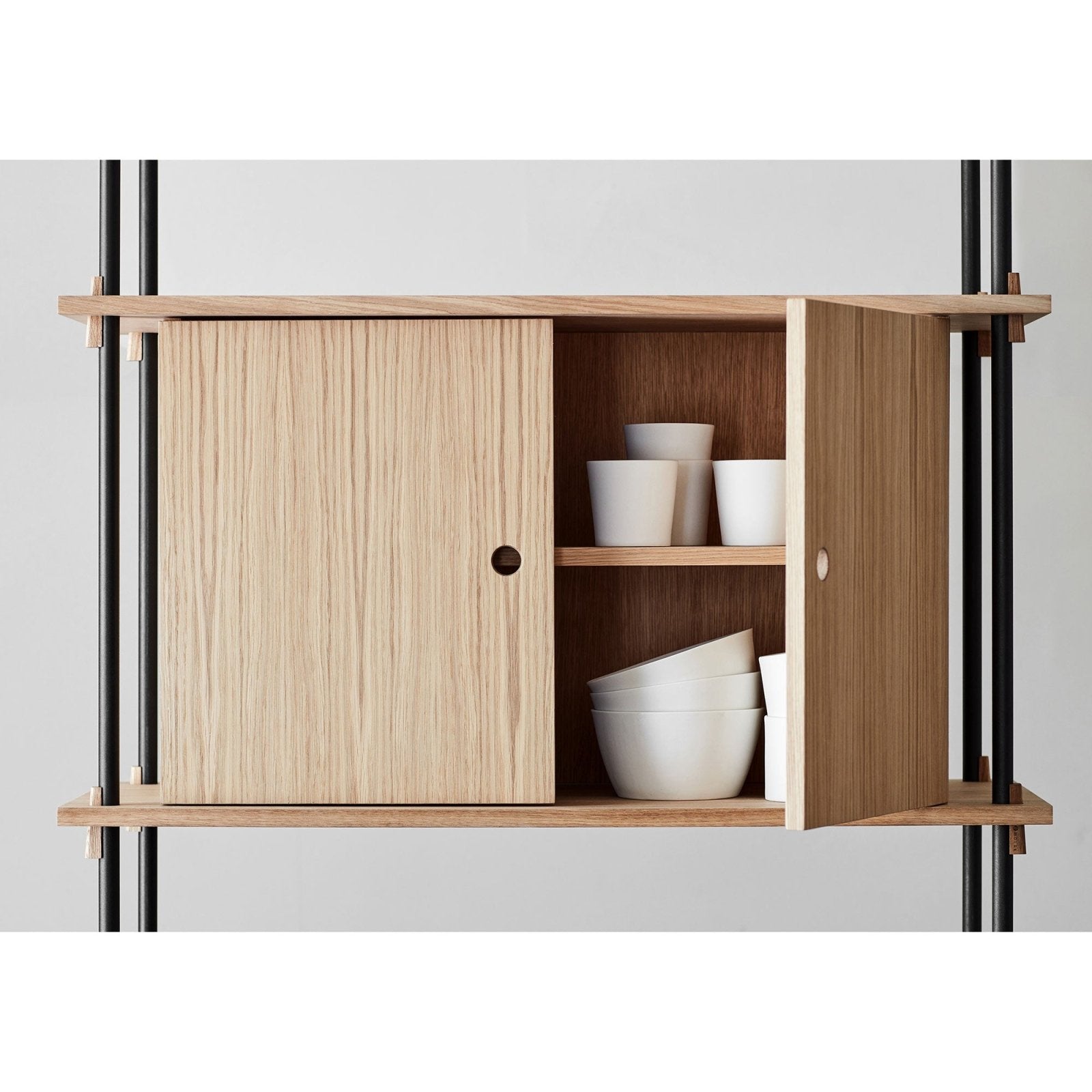 MOEBE - Shelving System – S.200.2.E - Oak/Black - Skandium London