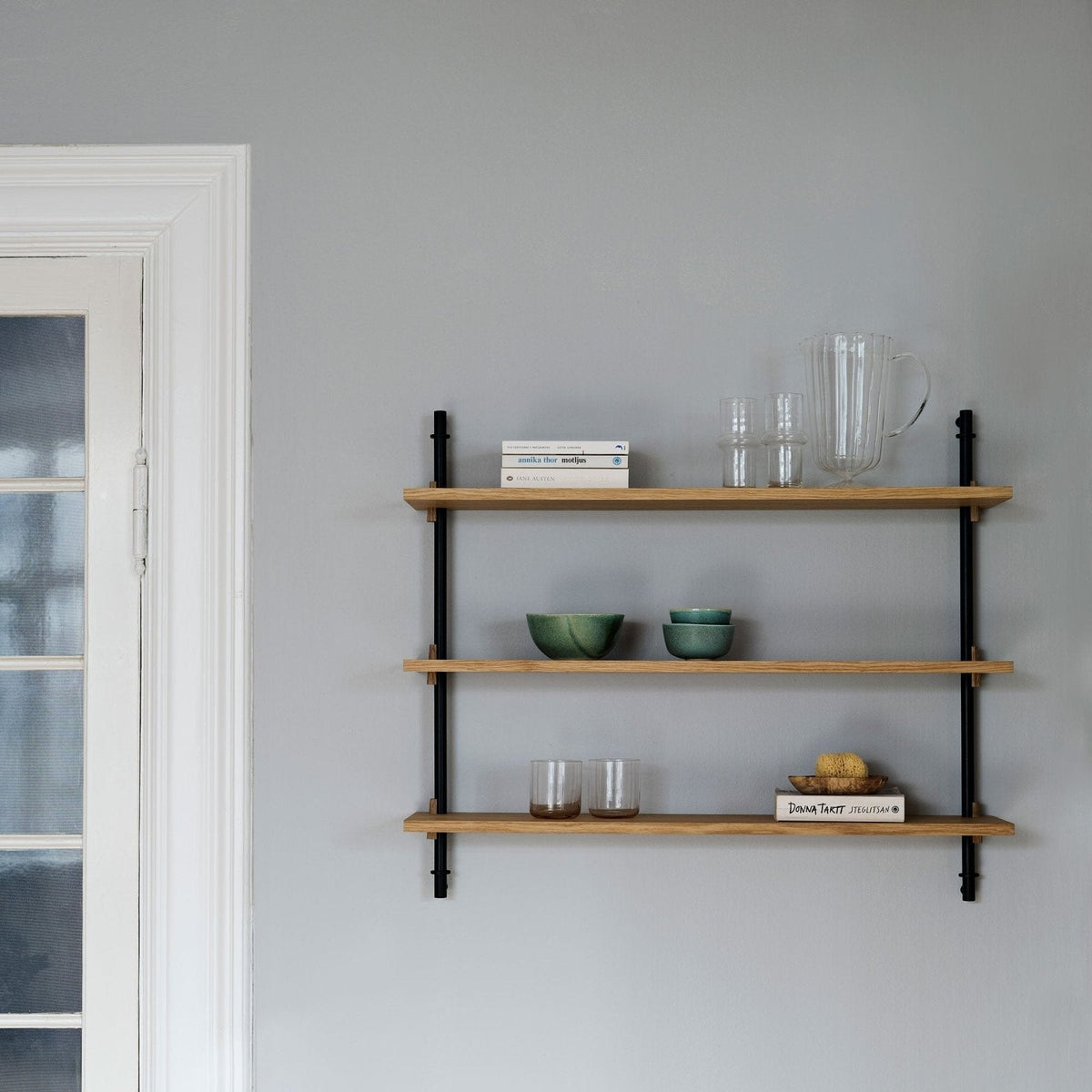 MOEBE - Wall Shelving - WS.65.2 - Oak/Black - Skandium London