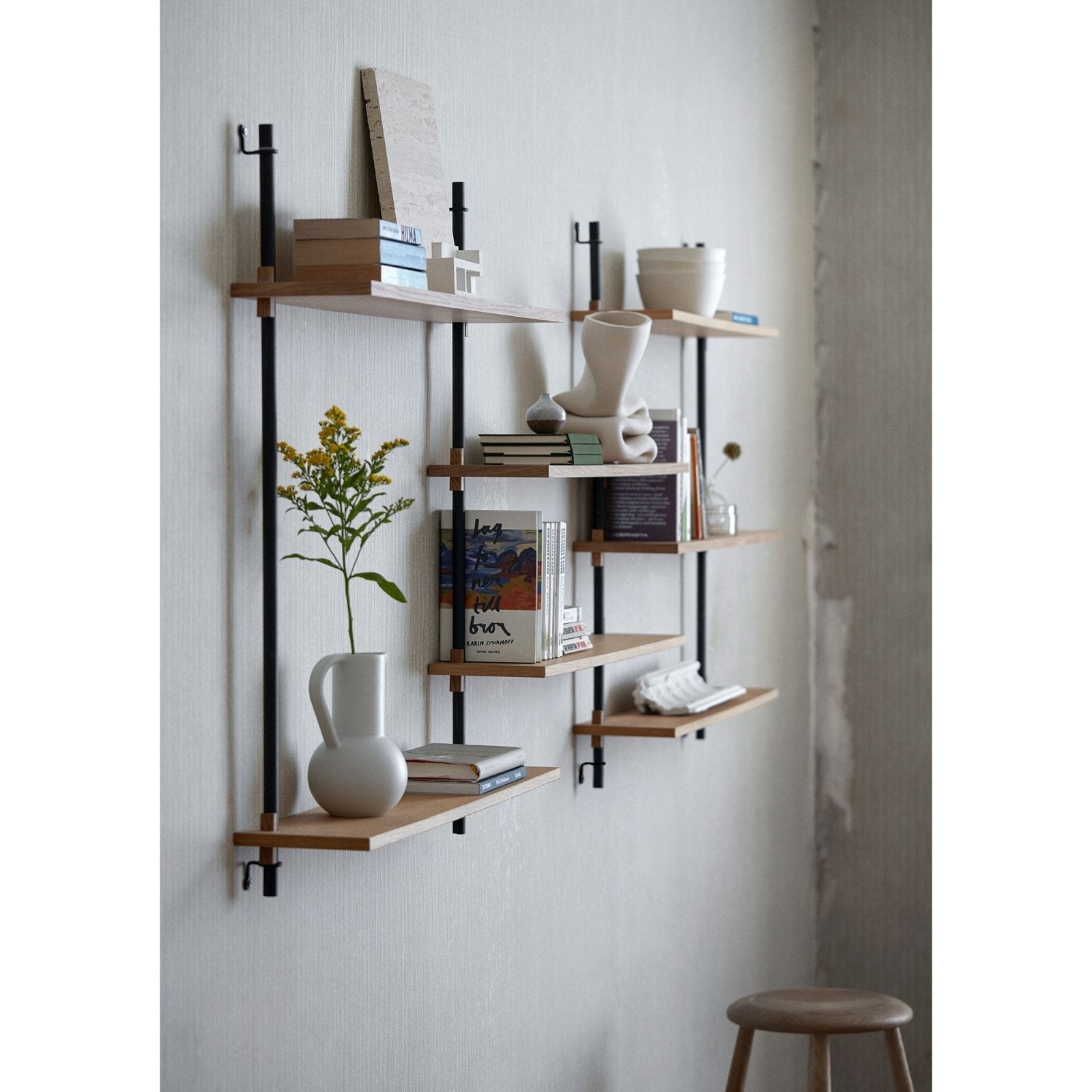 MOEBE - Wall Shelving - WS.65.2 - Oak/Black - Skandium London