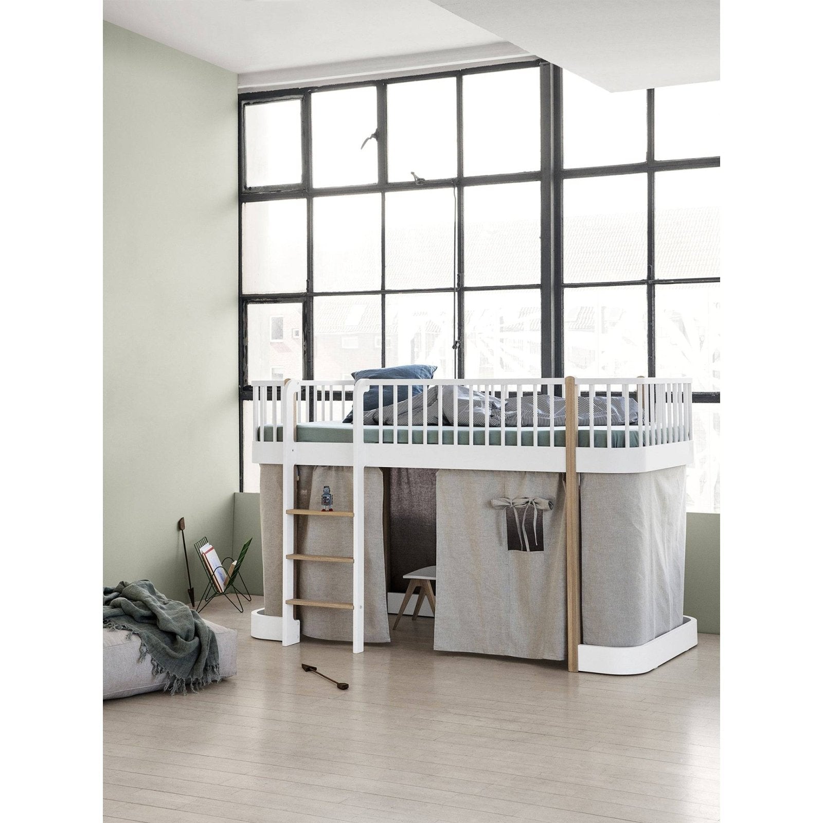 Oliver Furniture - Wood low loft bed, 90x200cm - Skandium London