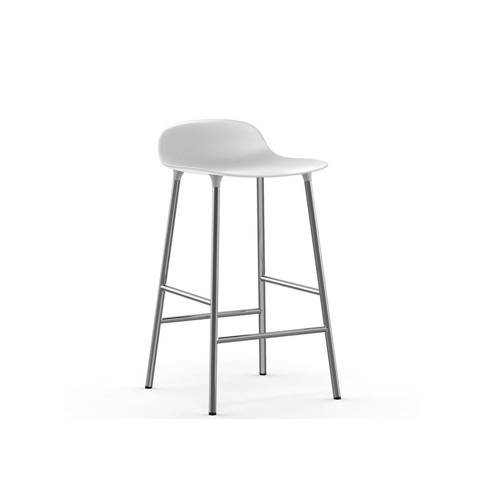 Form Barstool - 65cm - Chrome - White Plastic (Outlet)