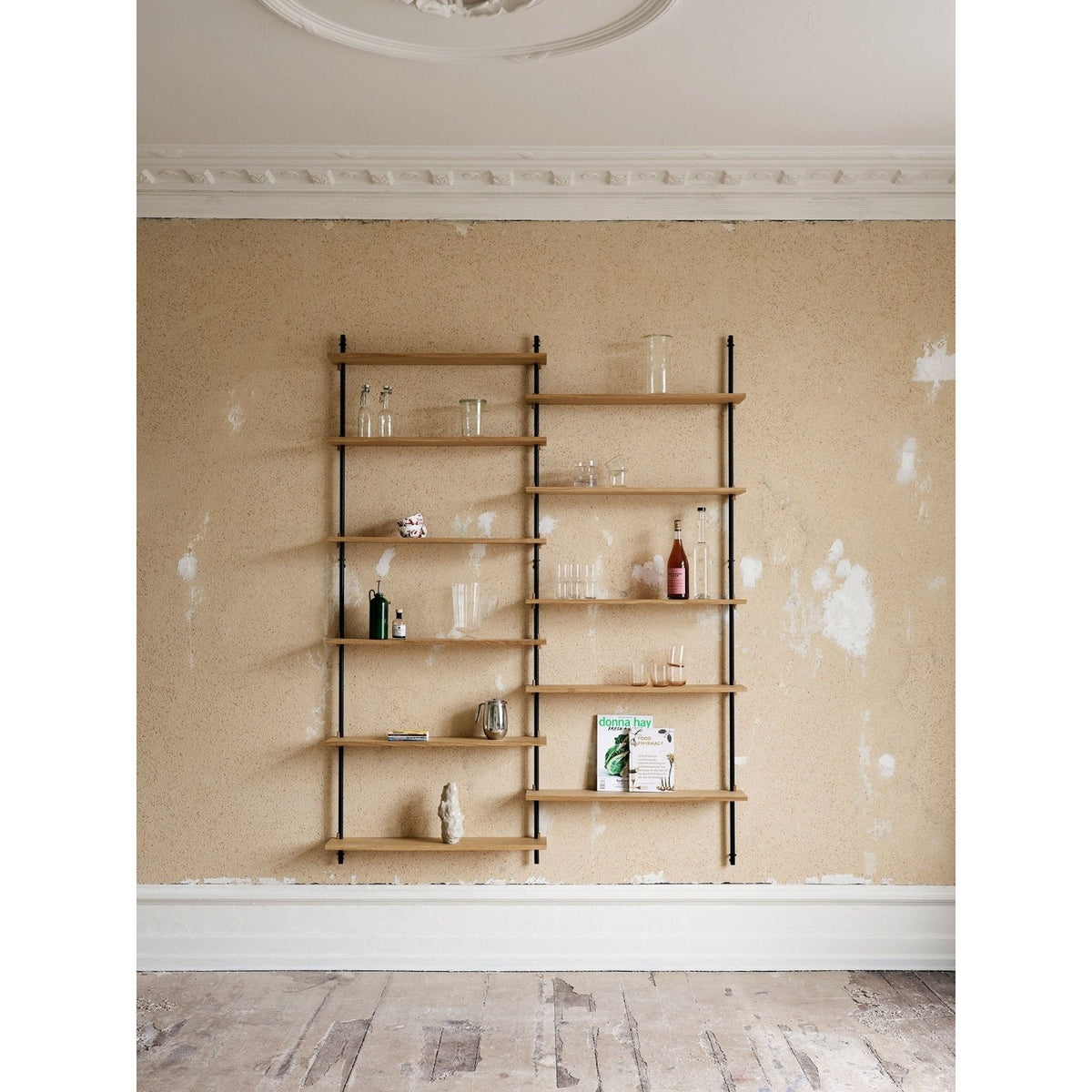 MOEBE - Wall Shelving - WS.65.2 - Oak/Black - Skandium London