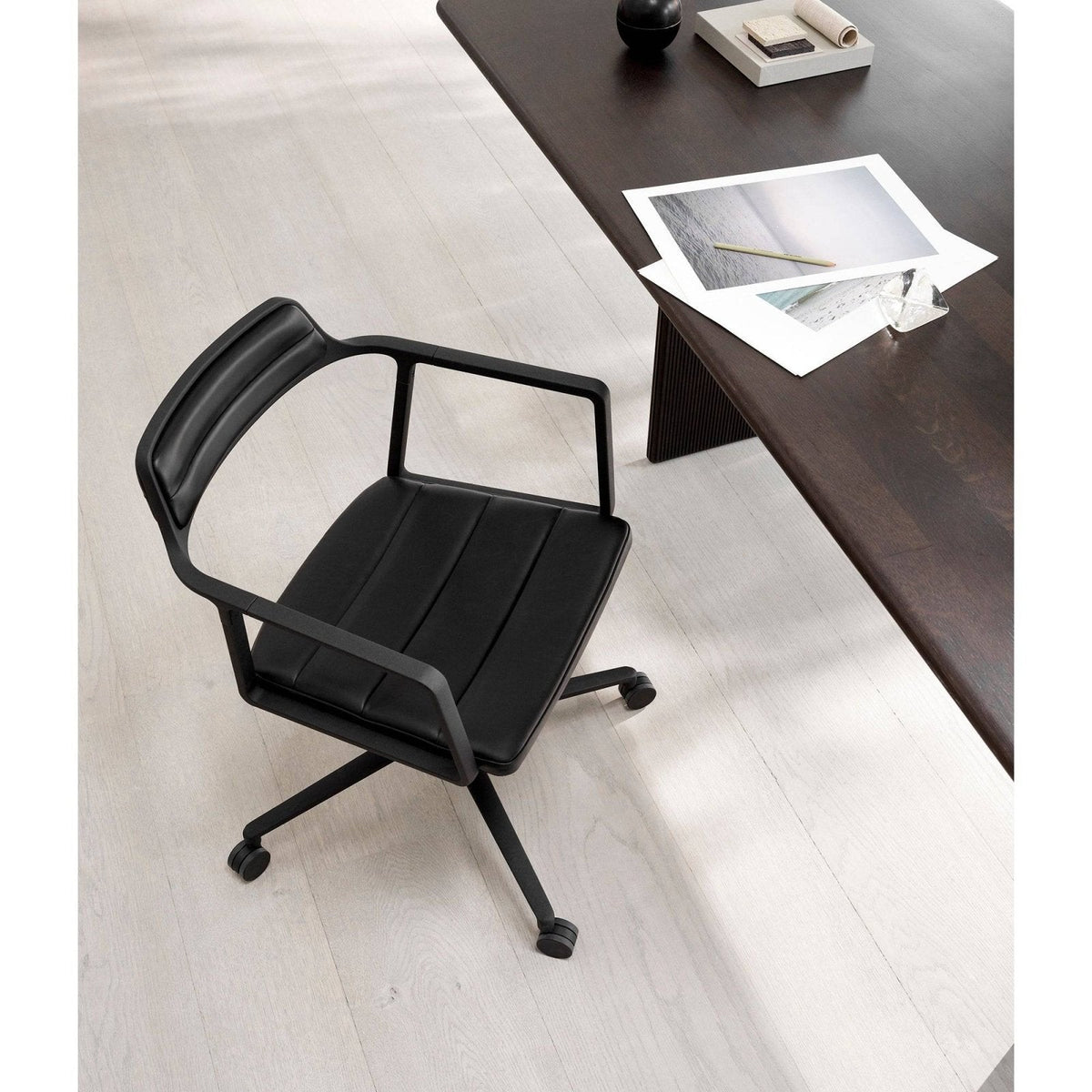 Vipp - VIPP452 - Swivel Chair - Black Leather - Castors - Skandium London