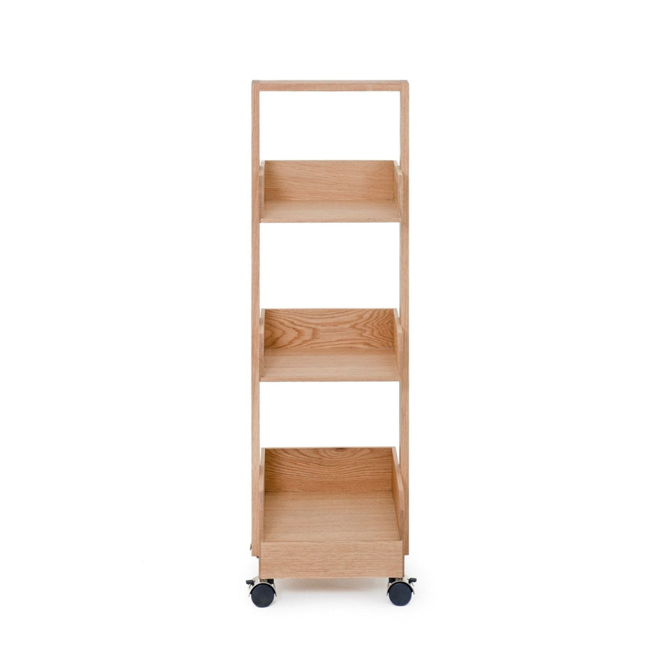 Wireworks - Mini Bookie Roller Shelf - Oak - Skandium London