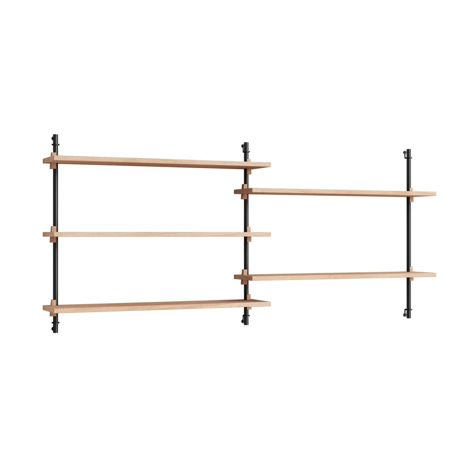 MOEBE - Wall Shelving - WS.65.2 - Oak/Black - Skandium London