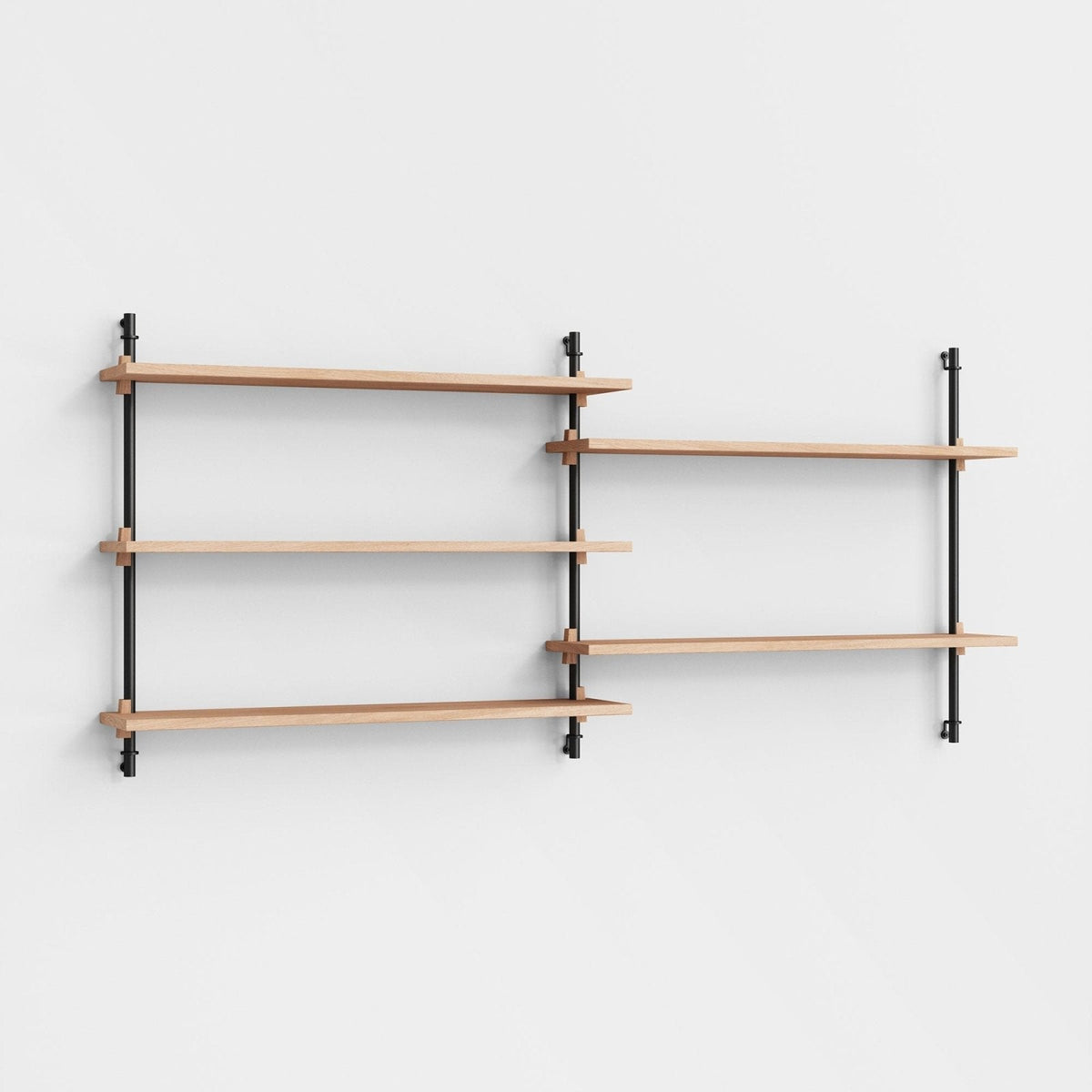 MOEBE - Wall Shelving - WS.65.2 - Oak/Black - Skandium London